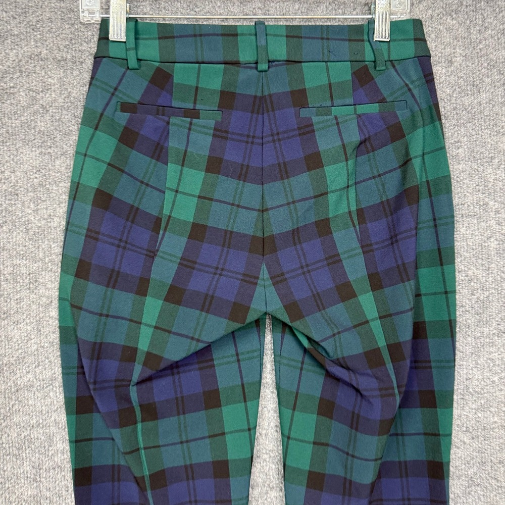 J Crew Pants Womens 0 Green Blue Blackwatch Plaid Ruby Full-Length Slim Leg - Picture 4 of 16